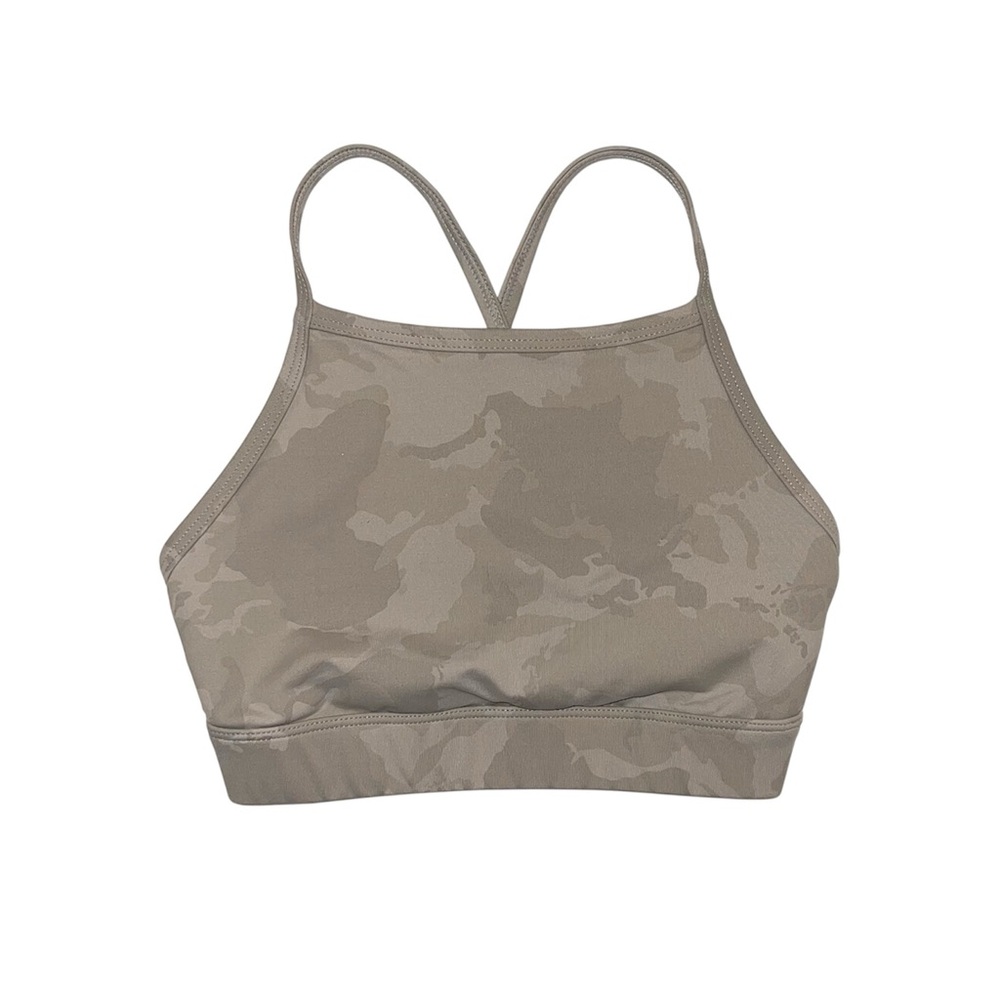 NOBULL High-Neck Sports Bra‎ Beige White Camo Cross Back Women’s Small